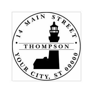 Vintage Lighthouse Silhouette Name Return Address  Self-inking Stamp