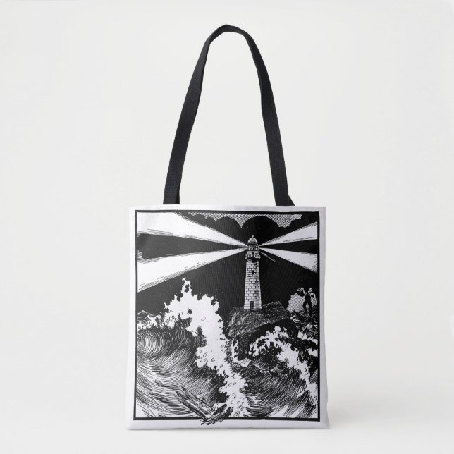 Vintage Lighthouse Tote Bag (Front)