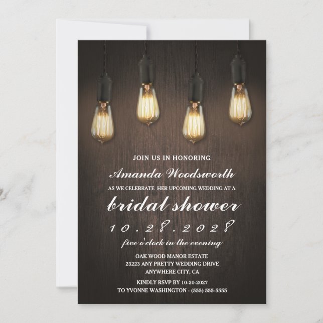Vintage Lights Chic Bridal Shower Invitations (Front)