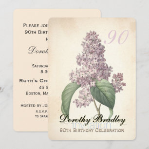 Vintage Lilac 90th Birthday Celebration Invitation