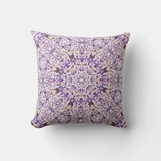 Vintage Lilac Bloom Kaleidoscope Pattern Cushion (Front)