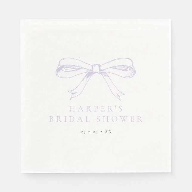 Vintage Lilac Bow Bridal Shower Napkin (Front)
