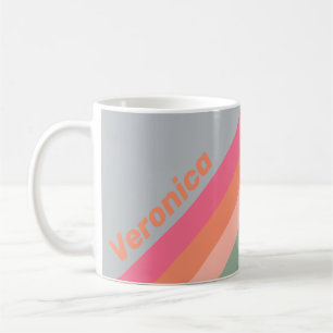 Vintage Lilac Charm Stripes with Name Coffee Mug