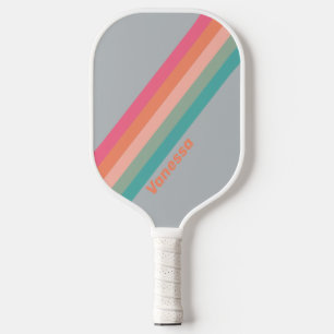 Vintage Lilac Charm Stripes with Name Pickleball Paddle