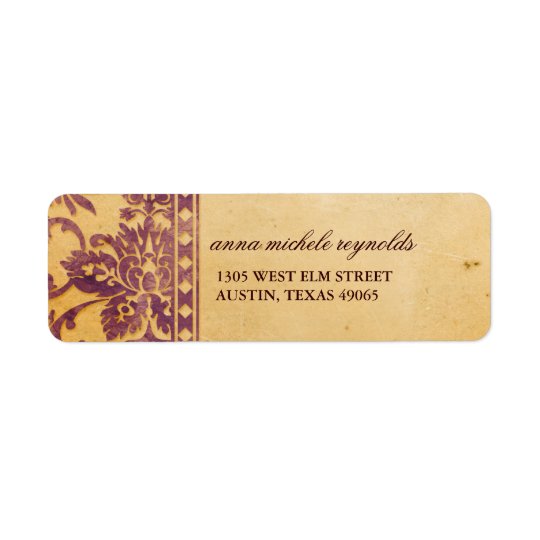 Vintage Lilac Damask Lace Fancy Return Address Label