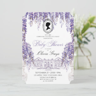 Vintage Lilac Florals Regency Society Baby Shower Invitation