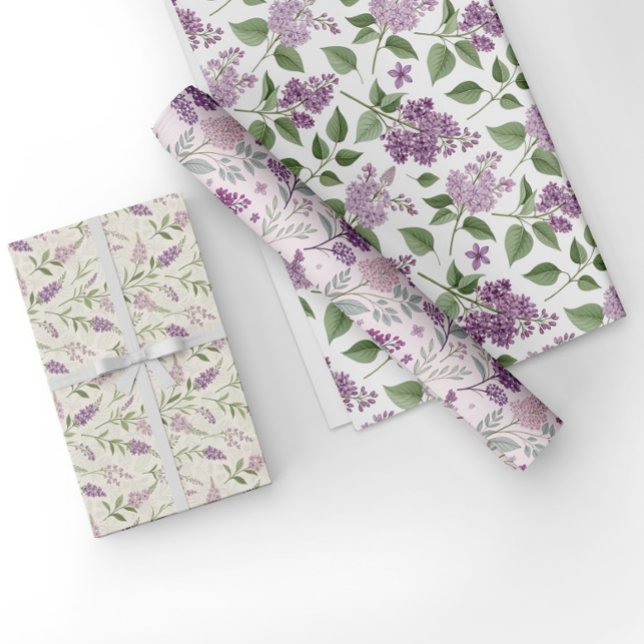 Vintage Lilac Garden Floral Wrapping Paper Sheet (Creator Uploaded)
