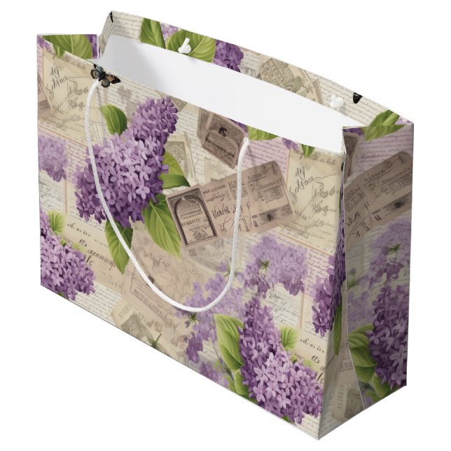 Vintage Lilac Pattern  Large Gift Bag (Back Angled)