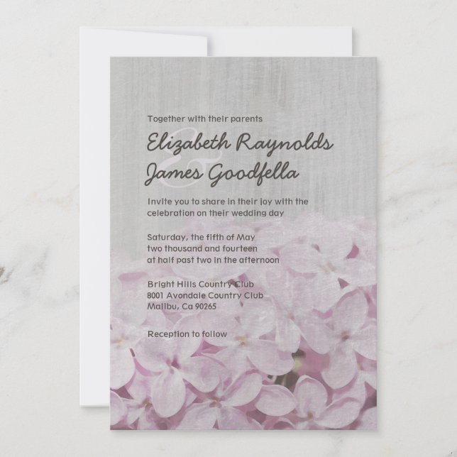Vintage Lilac Wedding Invitations (Front)