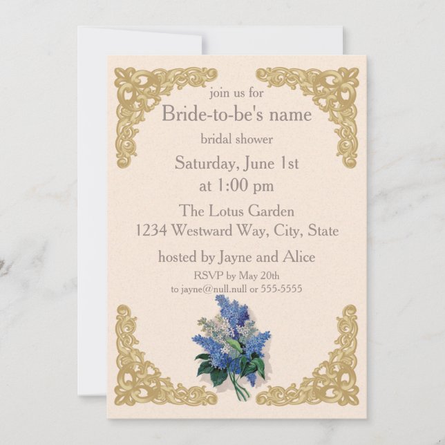 Vintage Lilacs Bridal Shower Invitation (Front)