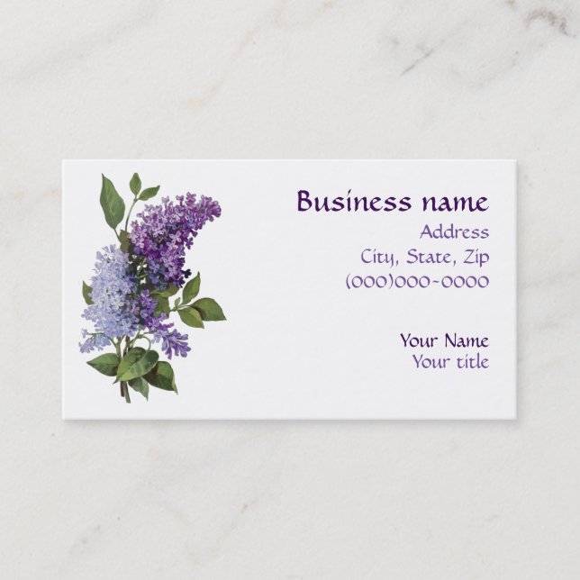 Vintage Lilacs Business Card (Front)