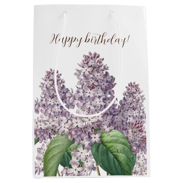 Vintage lilacs floral gift bag (Front)