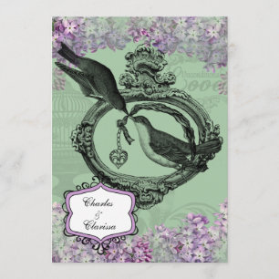 Vintage Lilacs Locket 5x7 Invitation
