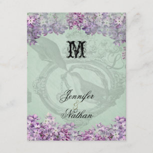Vintage Lilacs Locket  Wedding RSVP Card