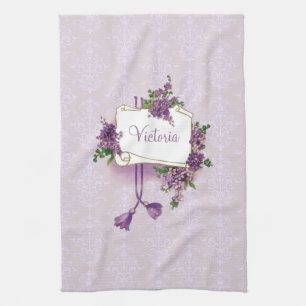 Vintage Lilacs Personalised Kitchen Towel