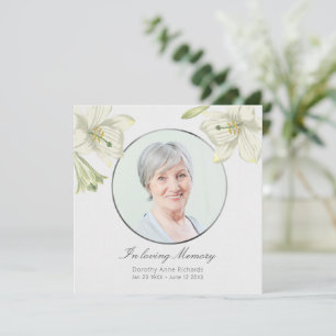 Vintage Lilies Light Silver Sympathy Memorial Card