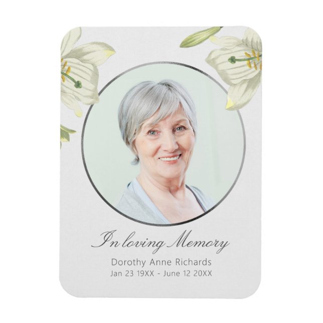 Vintage Lilies Sympathy Memorial Keepsake Photo Magnet (Vertical)