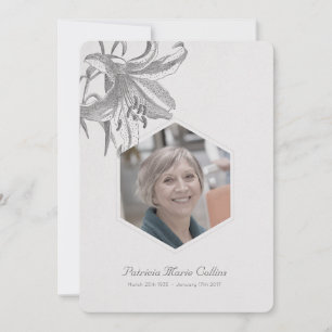 Vintage Lilies Sympathy Memorial Photo Thank you