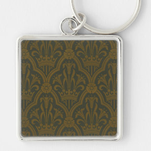 Vintage Lily and Crown Pattern Victorian Art Deco Key Ring