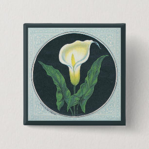 Vintage Lily Flower 15 Cm Square Badge