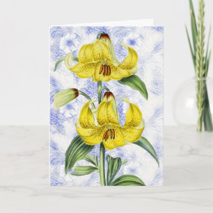 Vintage Lily Flowers on Pattern Easter Card