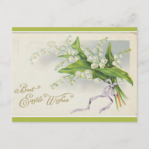 Vintage Lily of the Valley Best Easter Wishes Postcard
