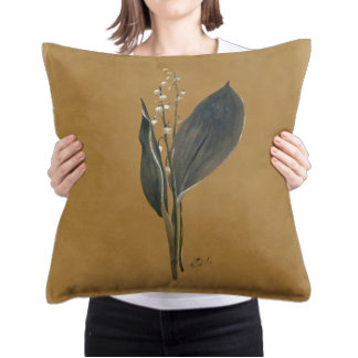 Vintage Lily of the Valley Decor, Earthy Farmhouse Cushion