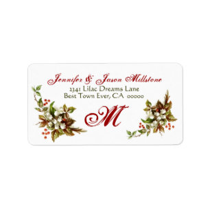 Vintage Lily of the Valley Monogram Wedding Label