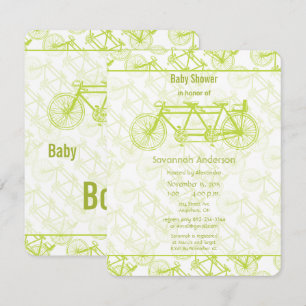 Vintage Lime Bicycle Baby Shower Invitation