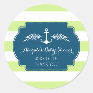 Vintage Lime Nautical Baby Shower Favour Sticker