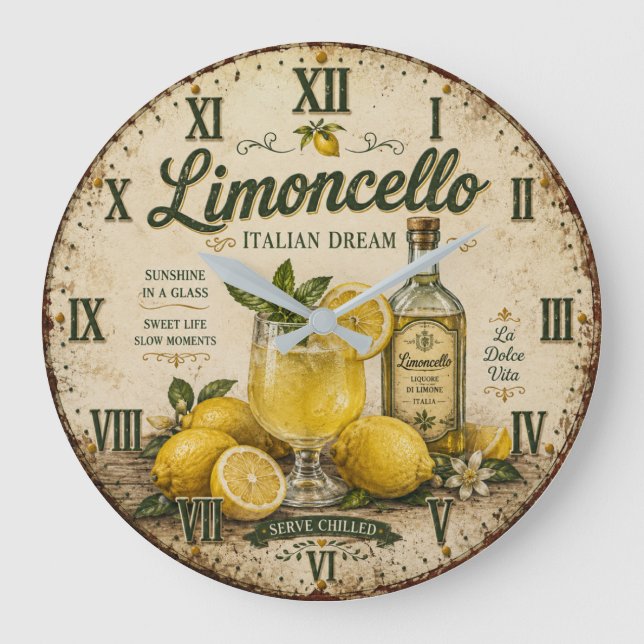Vintage Limoncello Italian Dream Large Clock (Front)