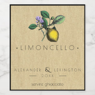 Vintage Limoncello Wedding Favour Bottle Label  
