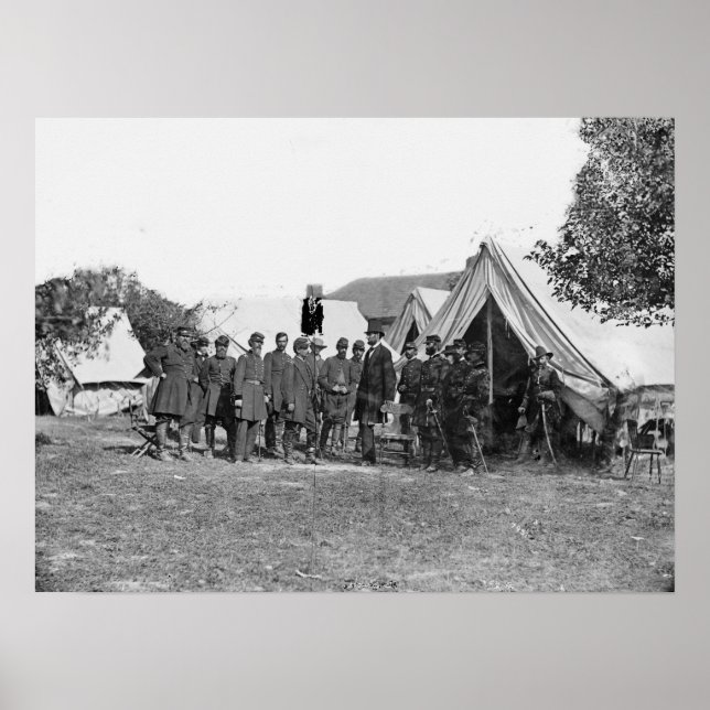 Vintage Lincoln and McClellan at Antietam Poster (Front)
