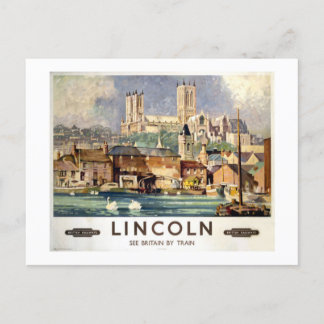 Vintage Lincoln Cathedral British Railways Travel  Postcard