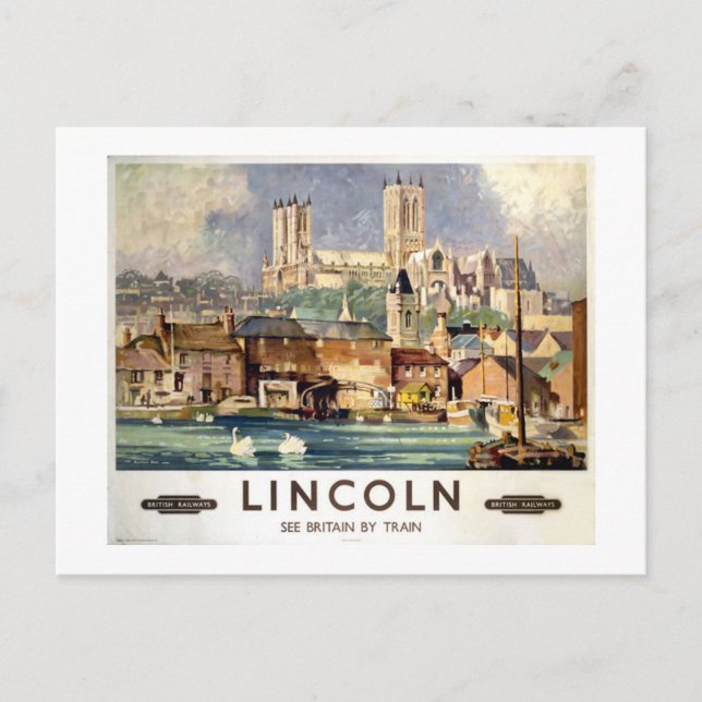 Vintage Lincoln Cathedral British Railways Travel  Postcard (Front)