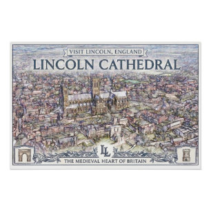 Vintage Lincoln Cathedral England Travel Poster