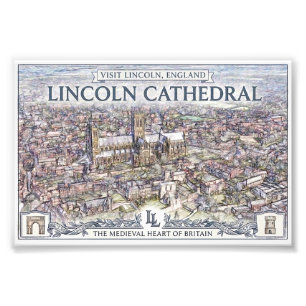Vintage Lincoln Cathedral England Travel Poster