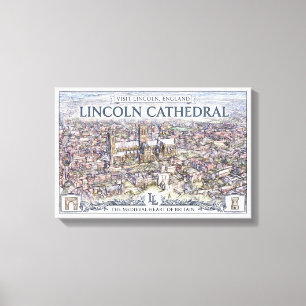 Vintage Lincoln Cathedral England Travel Poster Canvas Print