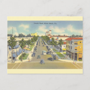 Vintage Lincoln Road Miami Beach Postcard