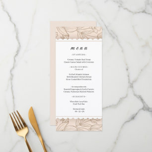 Vintage Line Art Botanical Scalloped Border Dinner Menu