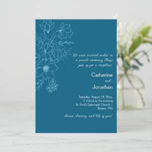 Vintage Line Drawn Floral Reception Only Invitation