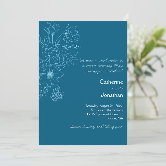 Vintage Line Drawn Floral Reception Only | Invitation (Standing Front)