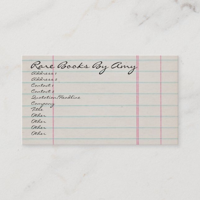 Vintage Lined Notepaper Business Card (Front)