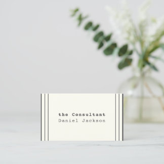 Vintage Lined Offwhite Minimal Typewriter Font Business Card