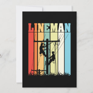 Vintage Lineman Retro Electrical Worker Gift Idea Card