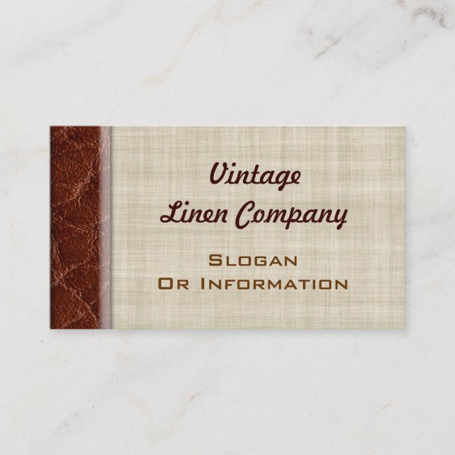 Vintage Linen And Leather Business Cards (Front)
