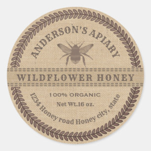 Vintage linen bee apiary honey jar label