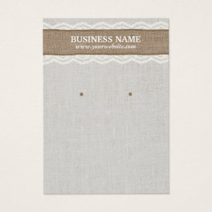 Vintage Linen Burlap & Lace Earring Display