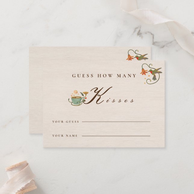 Vintage Linen Fairy flower Bridal Shower Game Card (Front/Back In Situ)