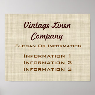 Vintage Linen Large Poster Sign